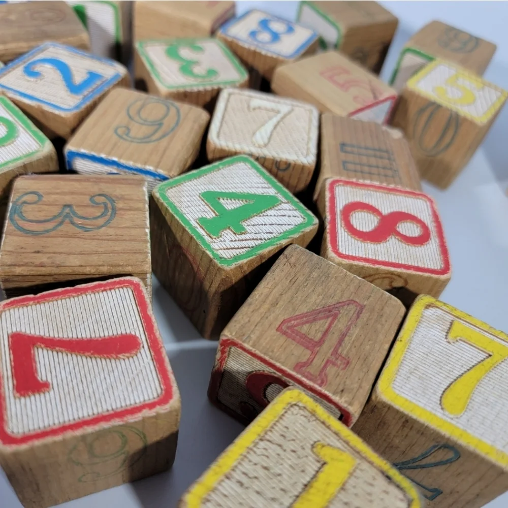 Vintage Playskool Wood Alphabet Blocks Lot of 25 1970's ABC School Teaching Toys